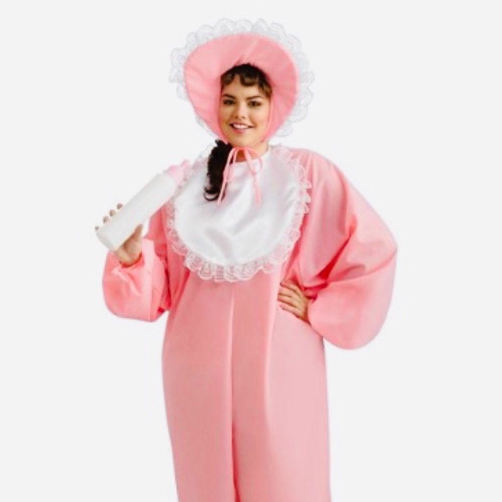 Babygirl Onesie Adult Women’s Size Plus Pink & White Rubie’s Halloween Costume